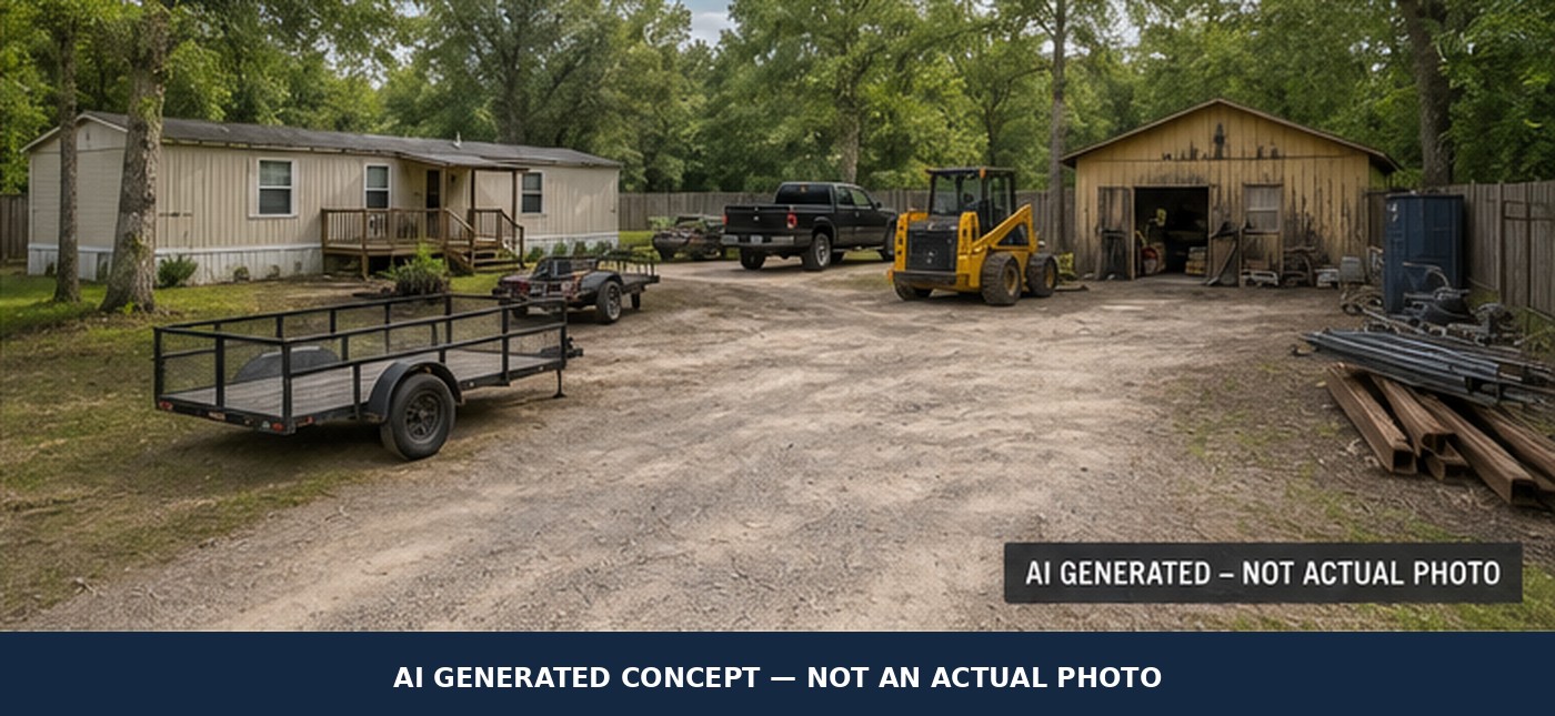 AI-generated conceptual illustration of a possible work, storage or hobby use of 8103 Rolling Oaks Dr N — not an actual property photograph.